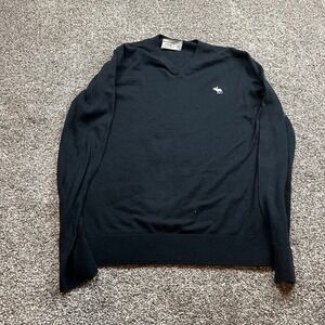 Abercrombie Fitch Black V Neck Sweater Long Sleeve Men's Size L